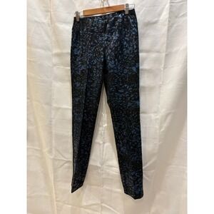 Lena Gabrielle Pants Pull On Blue Metallic Floral Stretch‎ Women's  Size 4